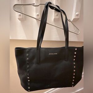 Michael Kors black leather shoulder bag.